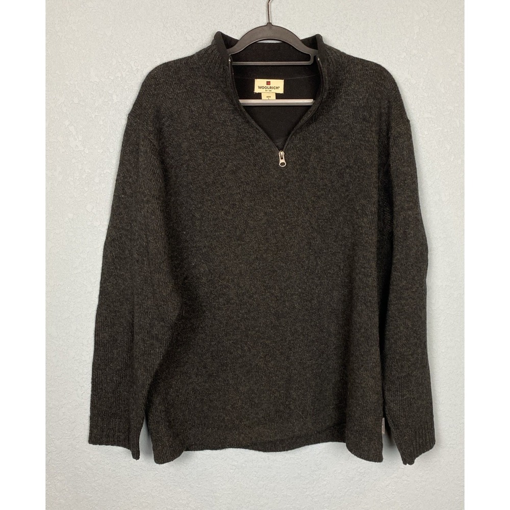Woolrich Sweater Mens Large Gray Onyx‎ Heather Wool 1/4 Zip Pullover Sweatshirt